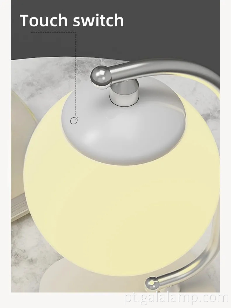 Lâmpada de mesa de LED regulável com carregamento sem fio para o quarto